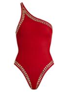 Norma Kamali Mio Studded One-shoulder Swimsuit