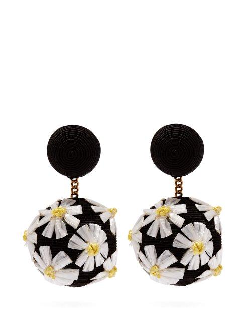 Matchesfashion.com Rebecca De Ravenel - Forget Me Not Cord Clip On Earrings - Womens - Black