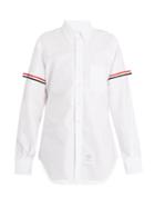 Thom Browne Button-down Collar Striped-detail Cotton Shirt