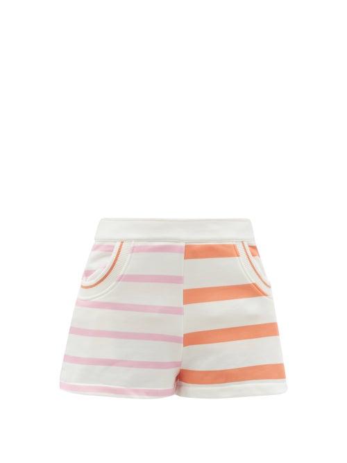 Matchesfashion.com Solid & Striped - The Sophie Colour-block Striped Jersey Shorts - Womens - White Multi