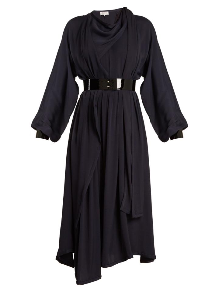 Maison Margiela Asymmetric Draped Crepe-back Satin Dress