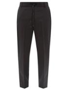 Maison Kitsun - Logo-embroidered Tapered Twill Trousers - Mens - Black
