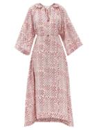 Matchesfashion.com Wiggy Kit - Keeper Floral-print Belted Silk Maxi Dress - Womens - Pink Multi