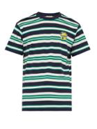 Matchesfashion.com Maison Kitsun - Lemon Appliqu Striped Cotton T Shirt - Mens - Multi Stripe