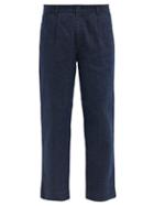 Matchesfashion.com Folk - Plinth Straight-leg Cotton-blend Trousers - Mens - Dark Blue