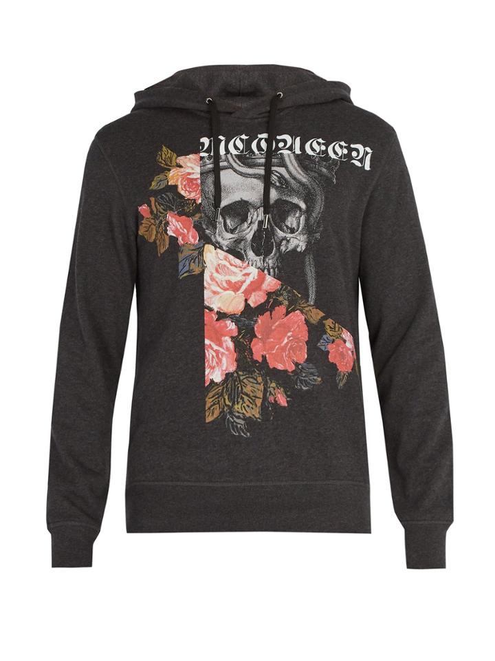 Alexander Mcqueen Patchwork Skull Printed Cotton Hooded Sweatshirt