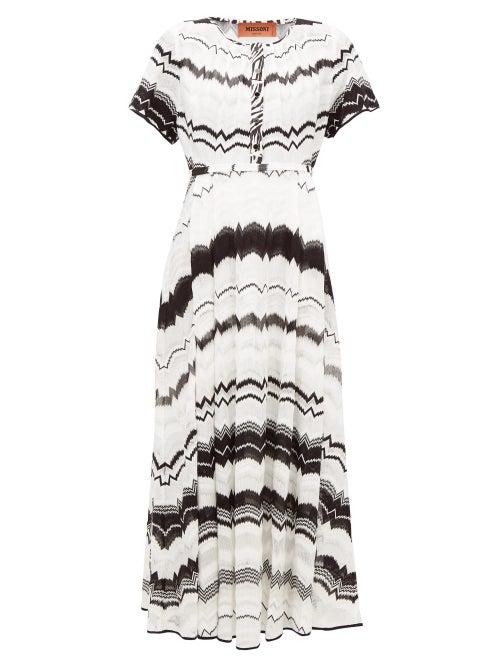 Matchesfashion.com Missoni - Zigzag-knitted Cotton-blend Mesh Dress - Womens - White Multi