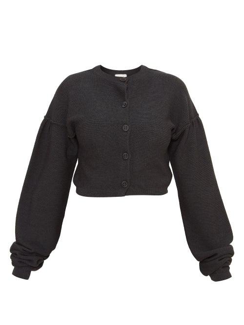 Lemaire - Balloon-sleeve Cropped Cardigan - Womens - Black