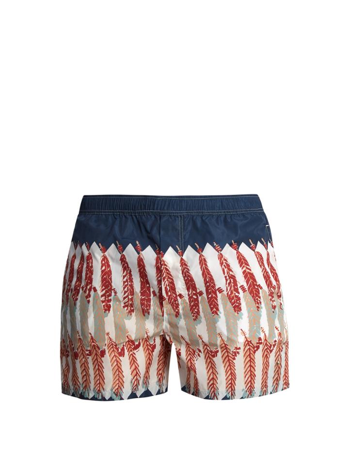 Valentino Feather-print Swim Shorts