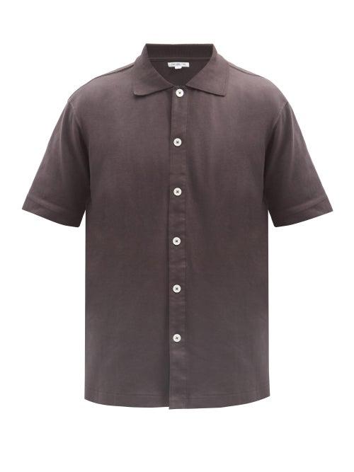Matchesfashion.com Lady White Co. - Buttoned Cotton-jersey Polo Shirt - Mens - Black
