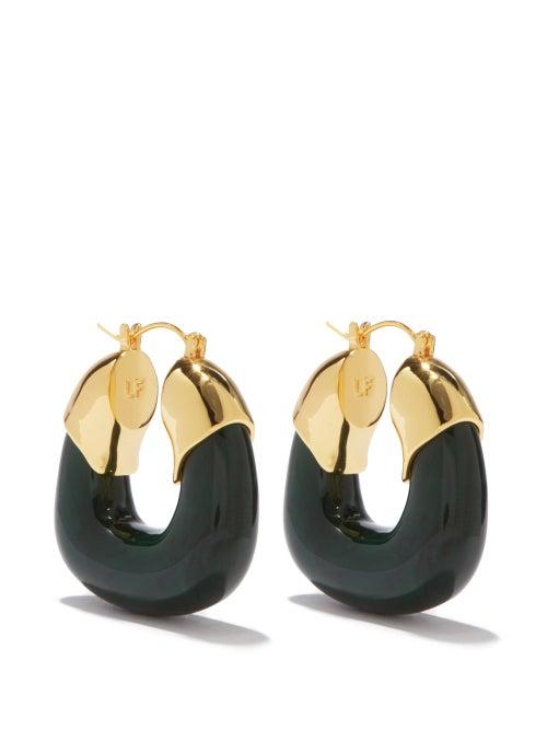 Lizzie Fortunato - The Organic Gold-plated Hoop Earrings - Womens - Green