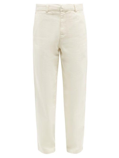 Mens Rtw Another Aspect - Garment-dyed Cotton-twill Chino Trousers - Mens - White
