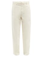 Mens Rtw Another Aspect - Garment-dyed Cotton-twill Chino Trousers - Mens - White