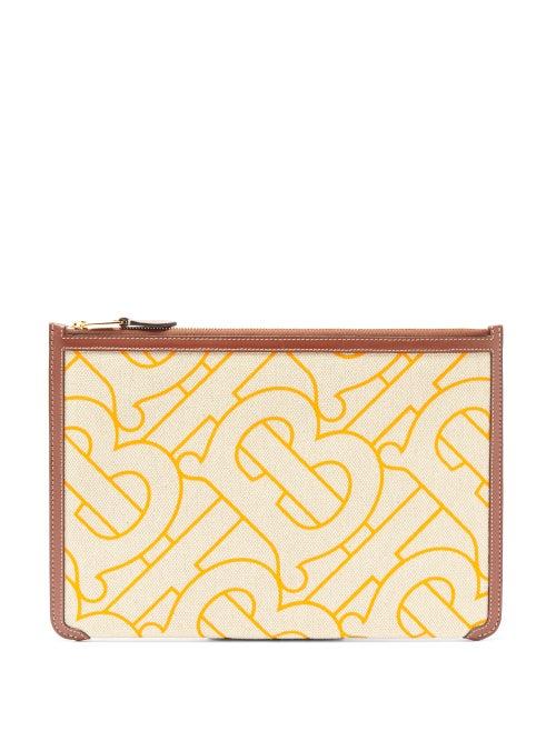 Matchesfashion.com Burberry - Phyllis Logo-print Leather-trimmed Canvas Pouch - Womens - Orange Multi