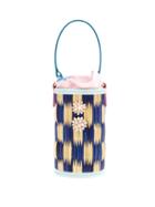 Matchesfashion.com Heimat Atlantica - Cupid Shell-embellished Straw Bucket Bag - Womens - Blue Multi