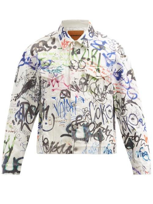 Matchesfashion.com Vetements - Graffiti-print Denim Jacket - Mens - White