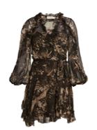 Zimmermann Maples Feathery Floral-print Silk Wrap Dress