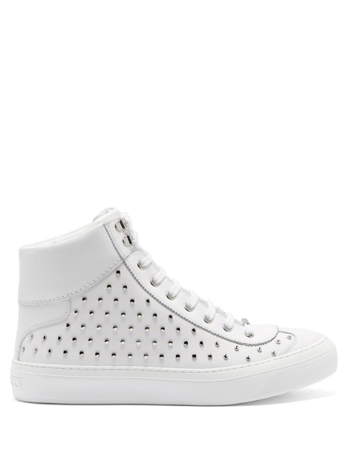 Jimmy Choo Argyle High-top Stud-embellished Leather Trainers