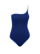 Matchesfashion.com Osree - One-shoulder Metallic Swimsuit - Womens - Blue
