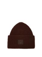 Matchesfashion.com Acne Studios - Pansy S Face Ribbed Knit Beanie Hat - Mens - Brown