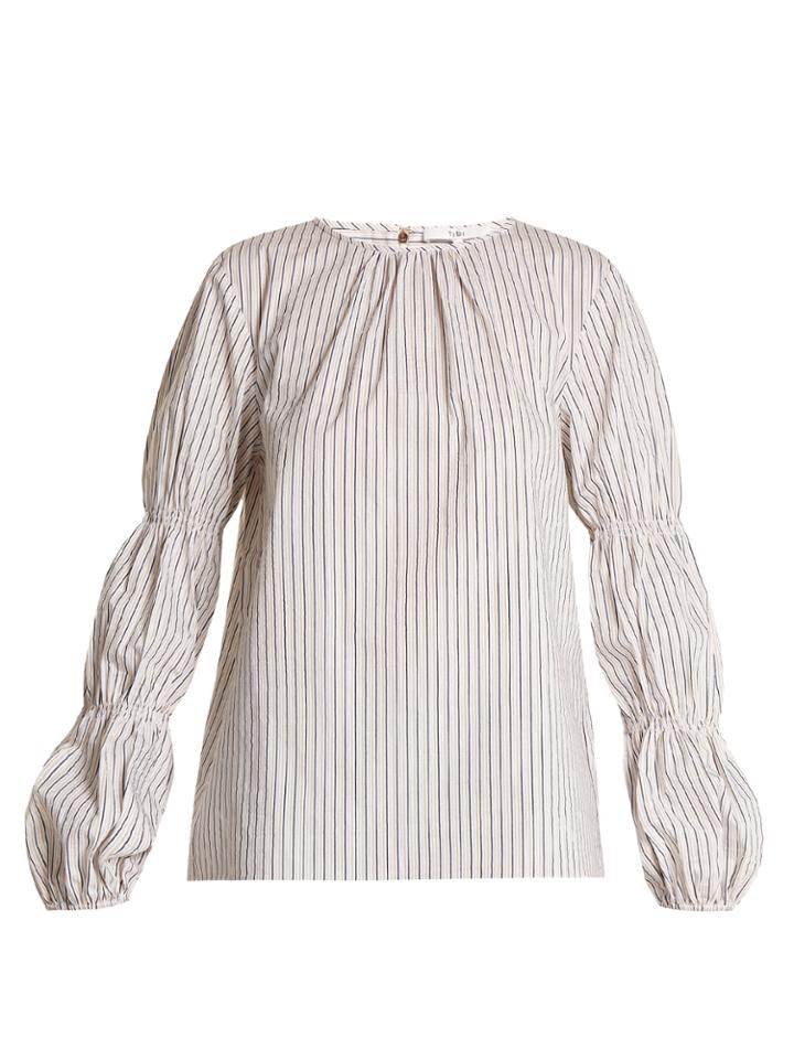 Tibi Juliet Striped Cotton-blend Top