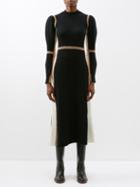 Chlo - Crochet-trim Wool-blend Knitted Dress - Womens - Black Multi