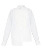 Matchesfashion.com Loewe - Asymmetric Bib-front Poplin Shirt - Womens - White