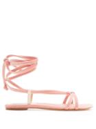 Matchesfashion.com Gabriela Hearst - Reeves Velvet Wraparound Sandals - Womens - Light Pink