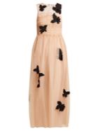 Redvalentino Ruched Bird-appliqu Tulle Dress