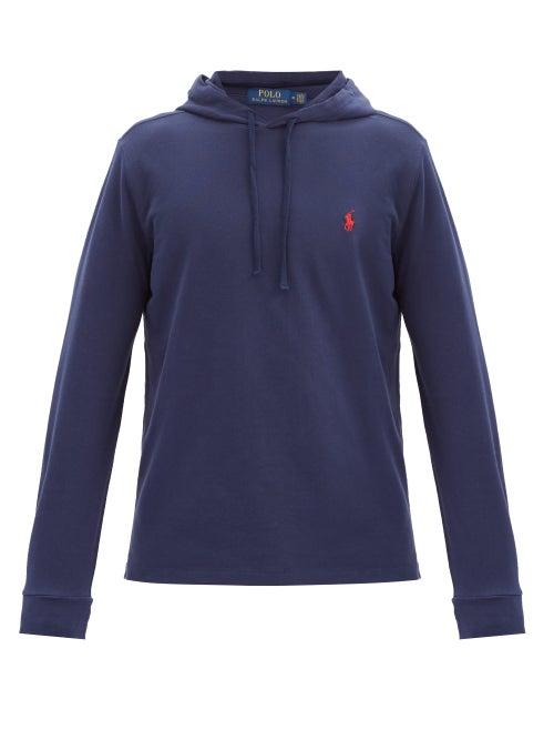 Matchesfashion.com Polo Ralph Lauren - Logo-embroidered Cotton-piqu Hooded Sweatshirt - Mens - Navy