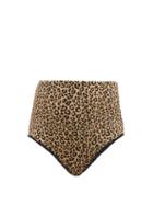 Matchesfashion.com Mara Hoffman - Lydia Leopard Print High Rise Bikini Briefs - Womens - Leopard