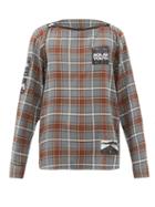 Matchesfashion.com Raf Simons - Logo-patch Check Cotton-flannel Shirt - Mens - Grey Multi