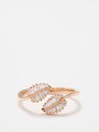 Anita Ko - Palm Leaf Diamond & 18kt Rose-gold Ring - Womens - Pink Multi
