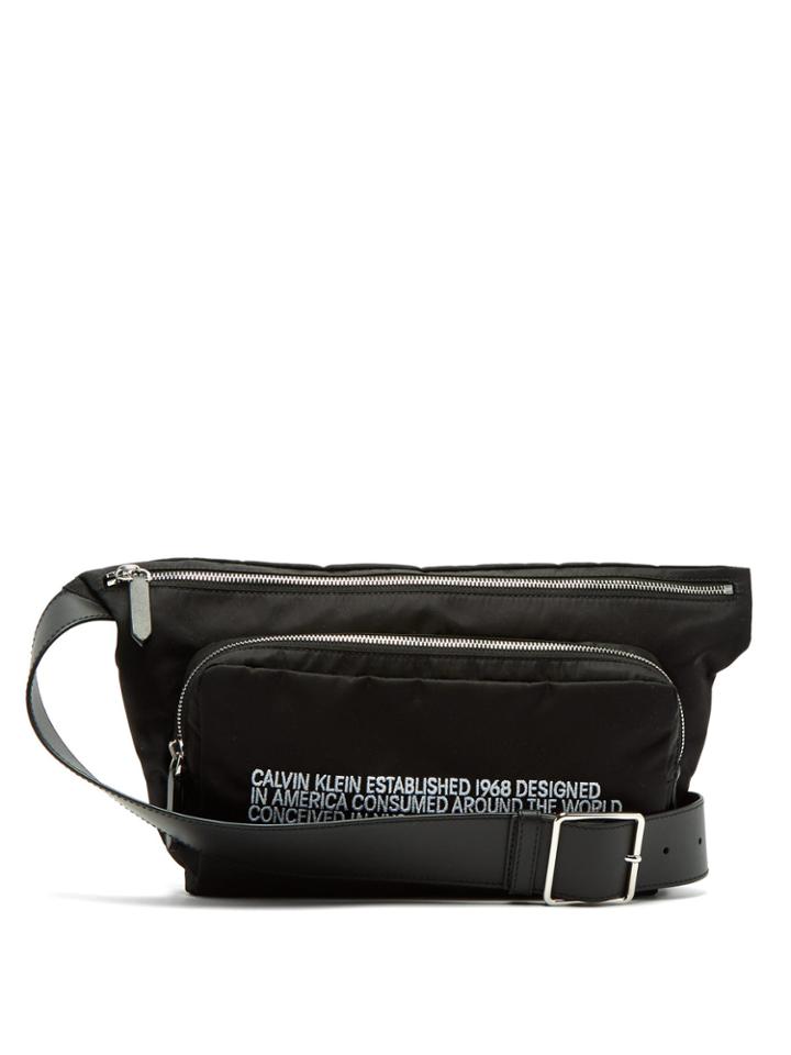 Calvin Klein 205w39nyc Embroidered Leather-trimmed Shell Belt Bag
