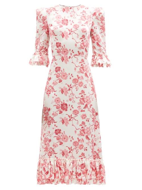 Matchesfashion.com The Vampire's Wife - The Falconetti Floral-print Ruffled Silk Dress - Womens - Red White