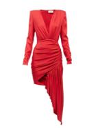 Matchesfashion.com Alexandre Vauthier - Plunge-neck Draped Mini Dress - Womens - Red