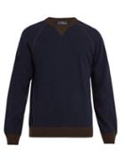 Matchesfashion.com Thom Sweeney - Varsity Cashmere And Wool Blend Sweater - Mens - Navy