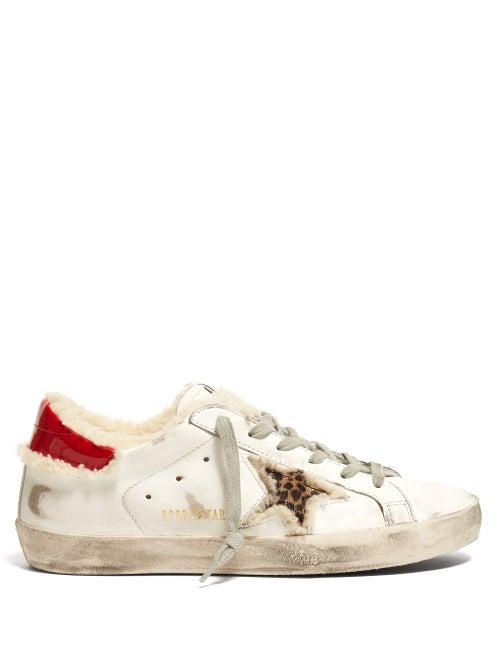 Matchesfashion.com Golden Goose - Superstar Shearling Lined Leather Trainers - Womens - White Multi