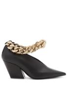 Matchesfashion.com Burberry - Brierfield Chain-strap Pointed Leather Pumps - Womens - Black Gold