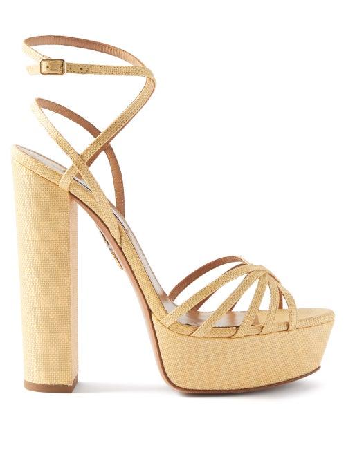 Aquazzura - Very Claire 140 Canvas Platform Sandals - Womens - Beige