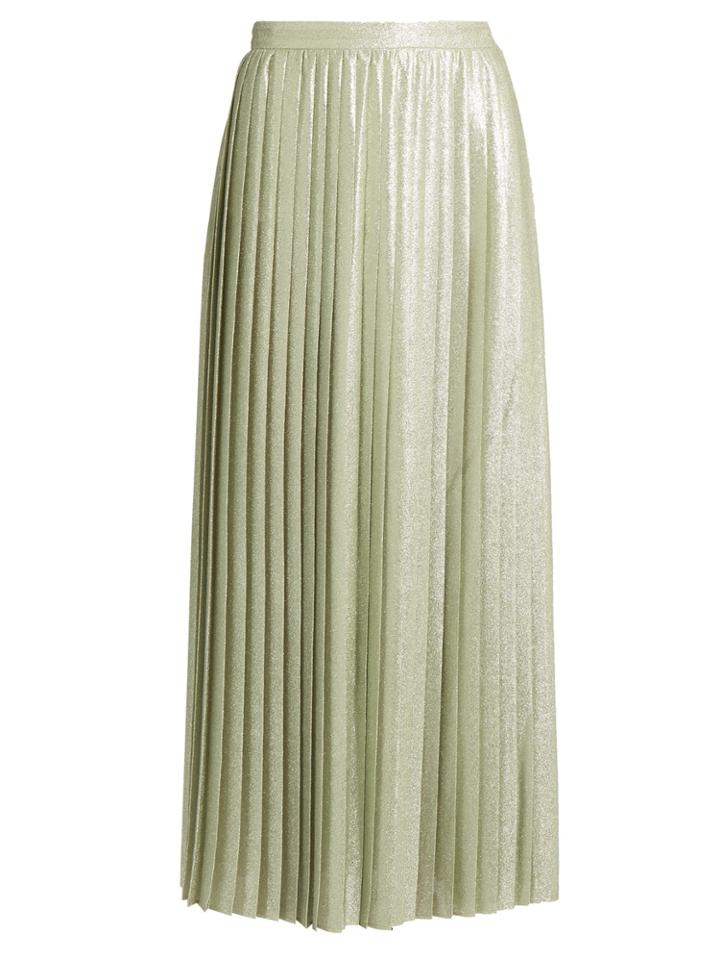 Adam Lippes Metallic Pleated Wraparound Maxi Skirt