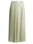 Adam Lippes Metallic Pleated Wraparound Maxi Skirt