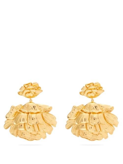 Matchesfashion.com Aurlie Bidermann - Flower 18kt Gold-plated Clip Earrings - Womens - Gold