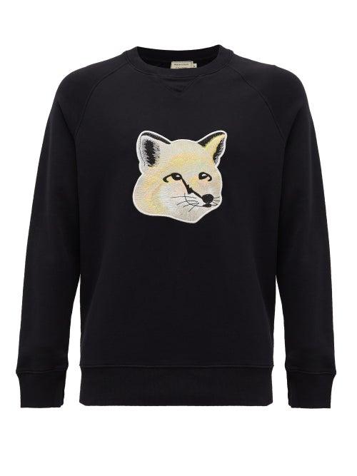 Matchesfashion.com Maison Kitsun - Fox Head-patch Cotton-jersey Sweatshirt - Mens - Black