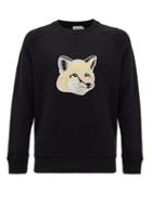 Matchesfashion.com Maison Kitsun - Fox Head-patch Cotton-jersey Sweatshirt - Mens - Black