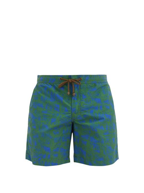 Matchesfashion.com Charvet X Thorsun - Brushstroke-print Shell Swim Shorts - Mens - Green