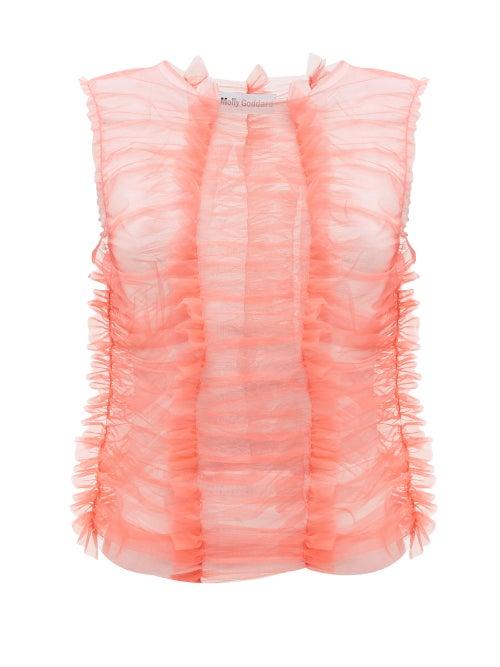 Matchesfashion.com Molly Goddard - Joly Ruched Tulle Top - Womens - Pink