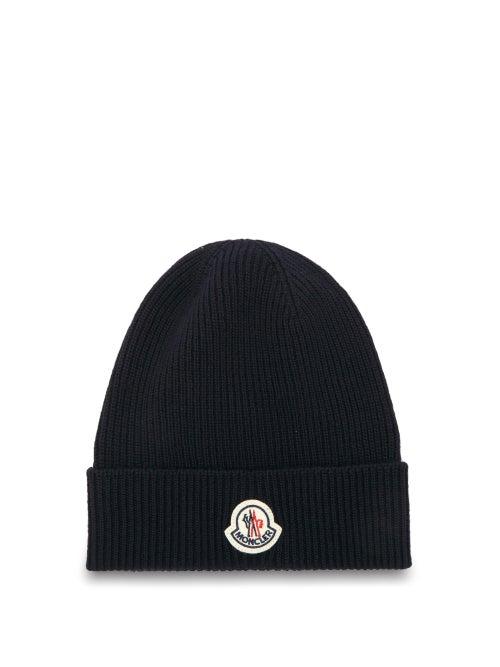 Matchesfashion.com Moncler - Logo-patch Ribbed-wool Beanie - Mens - Navy
