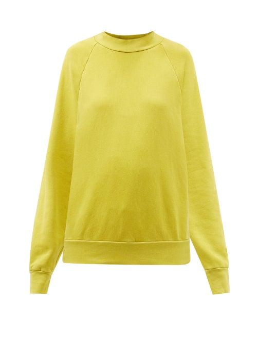 Les Tien - High-neck Brushed-back Cotton Sweatshirt - Womens - Yellow
