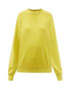 Les Tien - High-neck Brushed-back Cotton Sweatshirt - Womens - Yellow